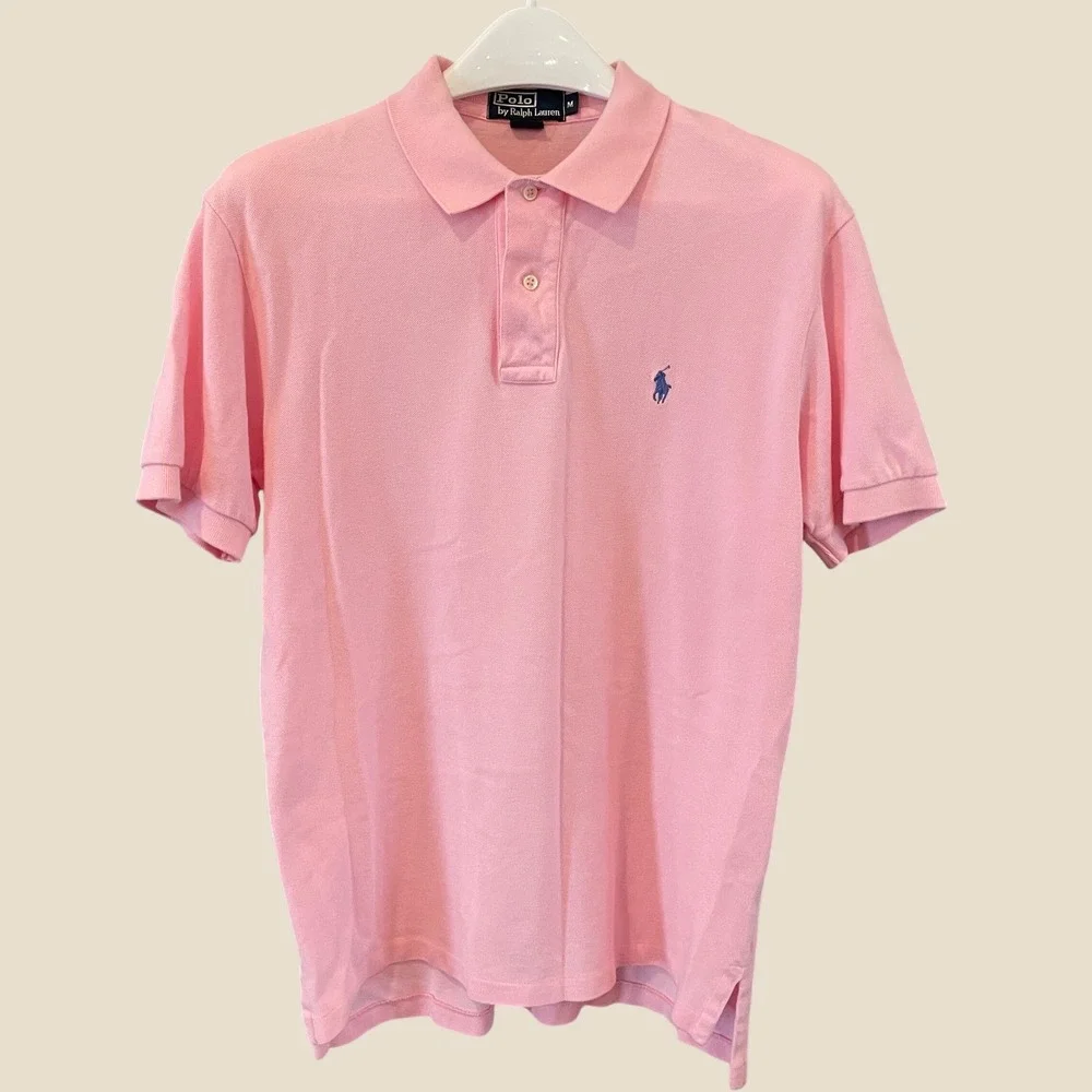 Polo Ralph Lauren Mens Pink Short Sleeve Cotton Pique Polo Shirt Size M